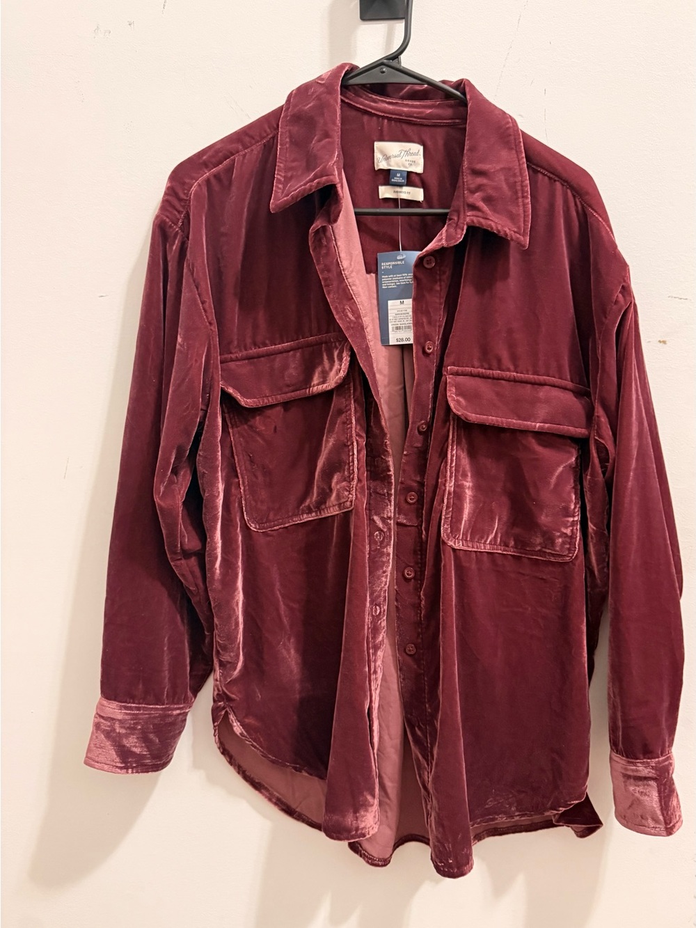 Universal Thread Burgundy Velvet Shirt Jacket